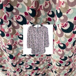 BODEN size 2 Gorgeous Popover Top Blouse crescent moon pattern tie neck 15037